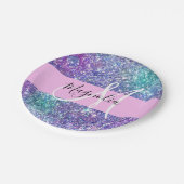 Glam Paars, blauw en groen glitter Sparkle Monogra Papieren Bordje (Gekanteld)