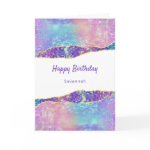 Glam Paars Blue Pink Wave Personated Birthday