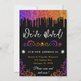 Glam paars en oranje verloop glitter nieuw huis aankondiging