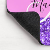 Glam Paars en Roze Glitter Sparkle Monogram Naam Muismat (Hoek)