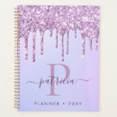 Glam Paars Glitter Drift Elegant Monogram Planner (Voorkant)