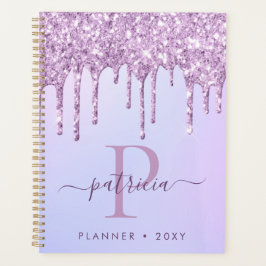 Glam Paars Glitter Drift Elegant Monogram Planner