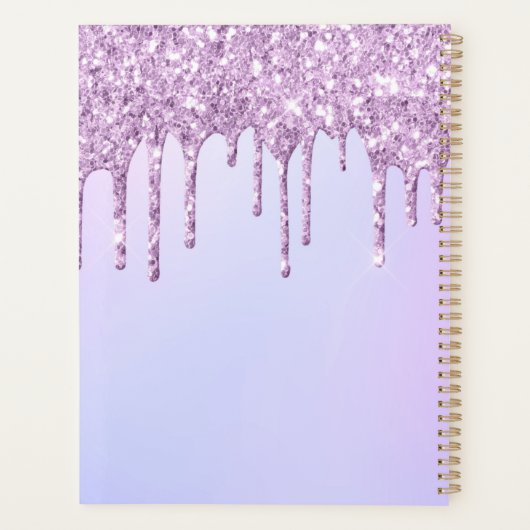 Glam Paars Glitter Drift Elegant Monogram Planner (Achterkant)