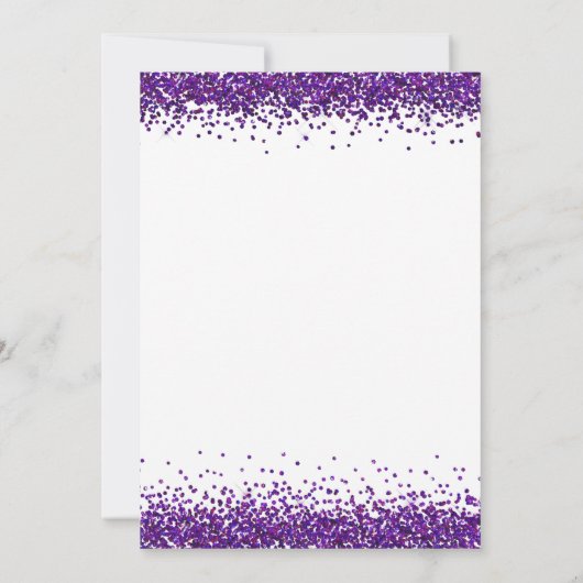 Glam Paars Glitter Kerstfeest White Kaart (Achterkant)