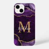 Glam Paars Gold Agate Geode Monogram iPhone Hoesje (Achterkant)