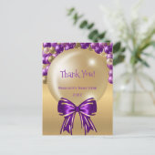 Glam Paars Gold ballonschip Hartelijk dank Afstude Briefkaart (Staand voorkant)
