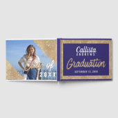Glam Paars Gold Glitter Border Photo Afstuderen Gastenboek (Volledig)