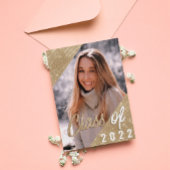 Glam Paars Gold Glitter Border Photo Afstuderen Kaart