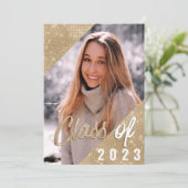 Glam Paars Gold Glitter Border Photo Afstuderen Kaart (Staand voorkant)