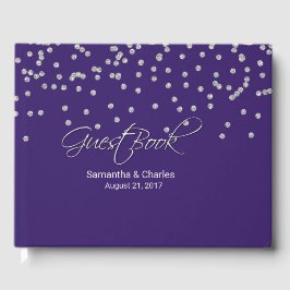 Glam Paars met diamanten bruiloft Gastenboek