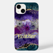 Glam Paars Peacock Agate Feathered Case-Mate iPhone Case (Achterkant)