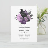 Glam Paars Raven Gothic Rehearsal Dinner Kaart (Staand voorkant)