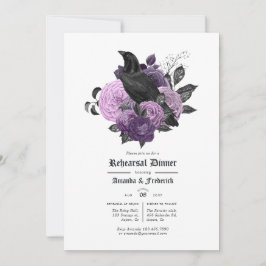 Glam Paars Raven Gothic Rehearsal Dinner Kaart