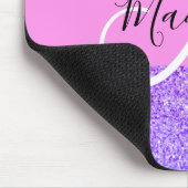 Glam paars roze glitter glans verloop monogram muismat (Hoek)