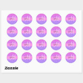 Glam Paars Roze Glitters Schittering Gradiënt Mono Ronde Sticker (Vel)