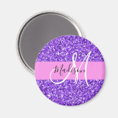Glam paars & roze glitterschuineletter naam magneet (Voorkant / Achterkant)