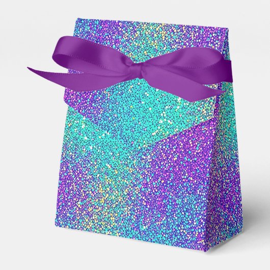 Glam Paars Turquoise Glitterende Glans Gradiënt Bedankdoosjes (Voorkant Zijde)