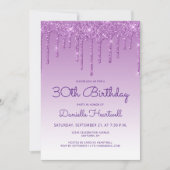 Glam Paarse 30e Verjaardagsfeestje Kaart (Voorkant)