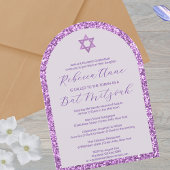 Glam Paarse Arch Traditionele Elegante Bat Mitzvah Kaart