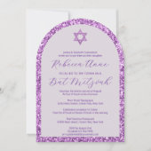 Glam Paarse Arch Traditionele Elegante Bat Mitzvah Kaart (Voorkant)