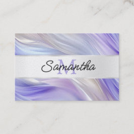 Glam Paarse Blauwe Parel Swirls Monogram Visitekaartje