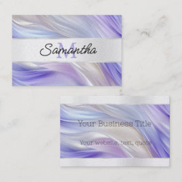 Glam Paarse Blauwe Parel Swirls Monogram Visitekaartje