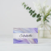 Glam Paarse Blauwe Parel Swirls Monogram Visitekaartje (Staand voorkant)