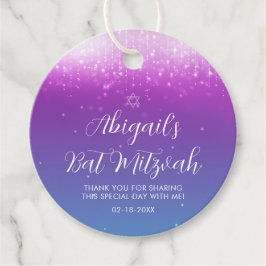 Glam Paarse Blauwgroen Bat Mitzvah Bedankjes Labels