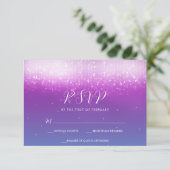 Glam Paarse Blauwgroen Bat Mitzvah RSVP Kaartje (Staand voorkant)