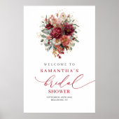 Glam paarse bloemige herfst bruiloftsshower welkom poster (Voorkant)
