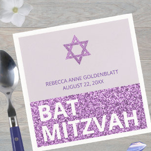 Glam Paarse Chic Elegant Religious Bat Mitzvah Servet