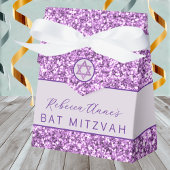 Glam Paarse Chic Faux Glitter Bat Mitzvah Party Bedankdoosjes