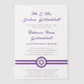 Glam Paarse chique elegante traditionele bat mitsw Vellum Uitnodigingen (Voorkant)