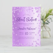 Glam Paarse chique glitter foto zoet 16 Kaart (Staand voorkant)