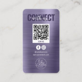 Glam Paarse Connect met US Social Media QR Code Visitekaartje (Voorkant)
