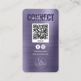 Glam Paarse Connect met US Social Media QR Code Visitekaartje