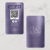 Glam Paarse Connect met US Social Media QR Code Visitekaartje (Voorkant / Achterkant)