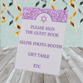 Glam Paarse Creëer Uw Elegante Bat Mitzvah Reclamebord Met Voetstuk