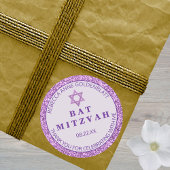 Glam Paarse Dank u Chic Bat Mitzvah Partij Ronde Sticker