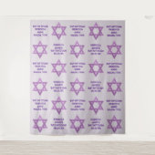 Glam Paarse Davidster Foto Booth Bat Mitzvah Wandkleed (Voorkant)