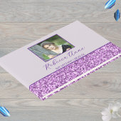 Glam Paarse Eenvoudige Elegante Foto Bat Mitzvah Gastenboek