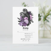  Glam Paarse Eigendom Gothic Wedding RSVP Kaartje (Staand voorkant)