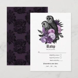  Glam Paarse Eigendom Gothic Wedding RSVP Kaartje