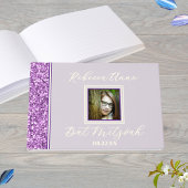 Glam Paarse Elegant Photo Bat Mitzvah Gold Gastenboek