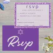 Glam Paarse Elegant Star van David Bat Mitswa RSVP Kaartje