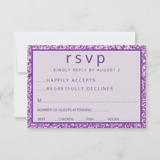 Glam Paarse Elegant Star van David Bat Mitswa RSVP Kaartje (Voorkant)