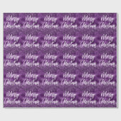 Glam paarse folie glinsterende Kerstscript Cadeaupapier (Vlak)