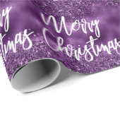 Glam paarse folie glinsterende Kerstscript Cadeaupapier (Rol Hoek)