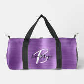 Glam Paarse Geborsteld Metaal Zwart Wit Monogram  Plunjezak (Voorkant)