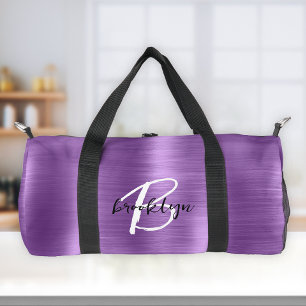 Glam paarse geborsteld metaal zwart wit monogram  plunjezak